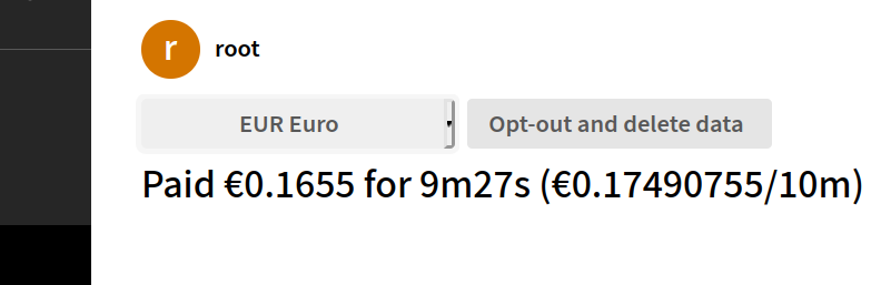 Amount paid is converted to Euros